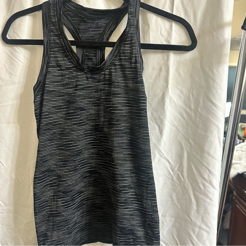 Striped Black and White Women's active wear Tank Top